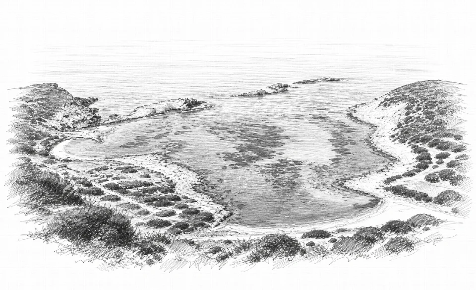 Schizzo artistico della baia di Cala Sapone