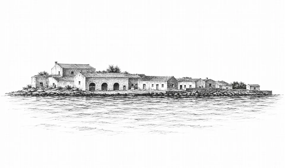 Schizzo artistico di Isola Piana e Villamarina