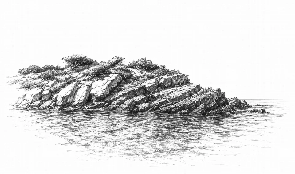 Schizzo artistico del promontorio di Punta Martin