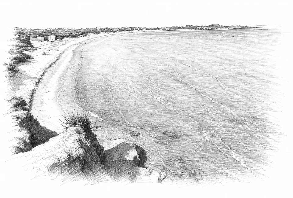 Schizzo artistico della Spiaggia La Salina