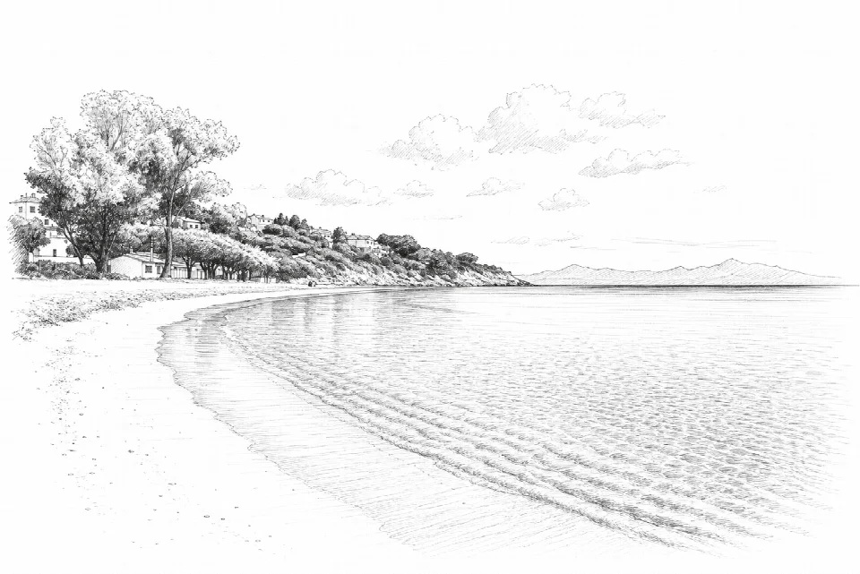Schizzo artistico della Spiaggia Maladroxia