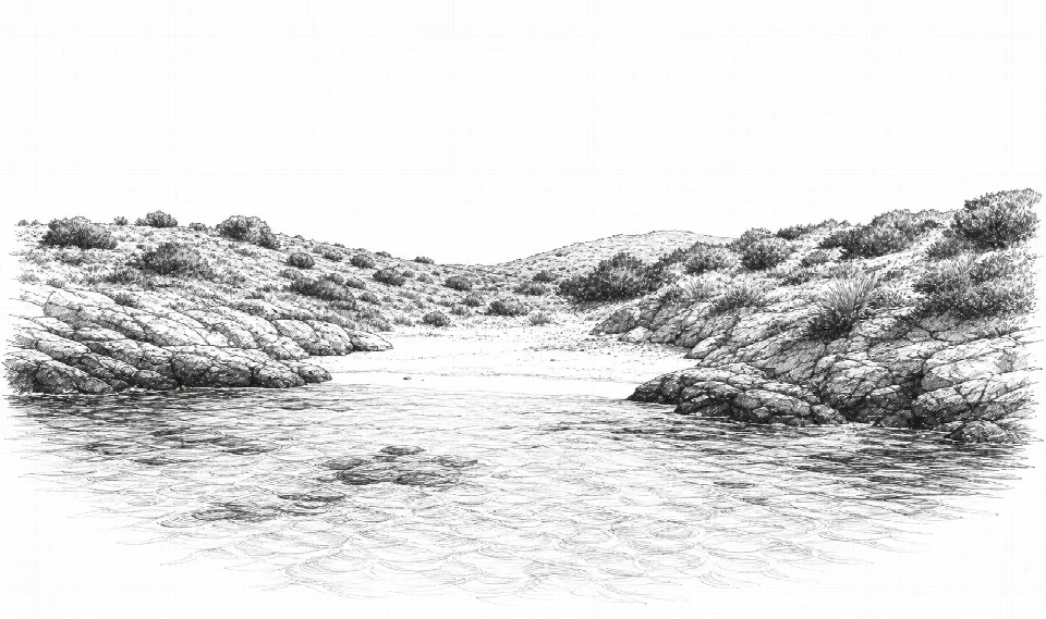 Schizzo artistico della Spiaggia Portixeddu