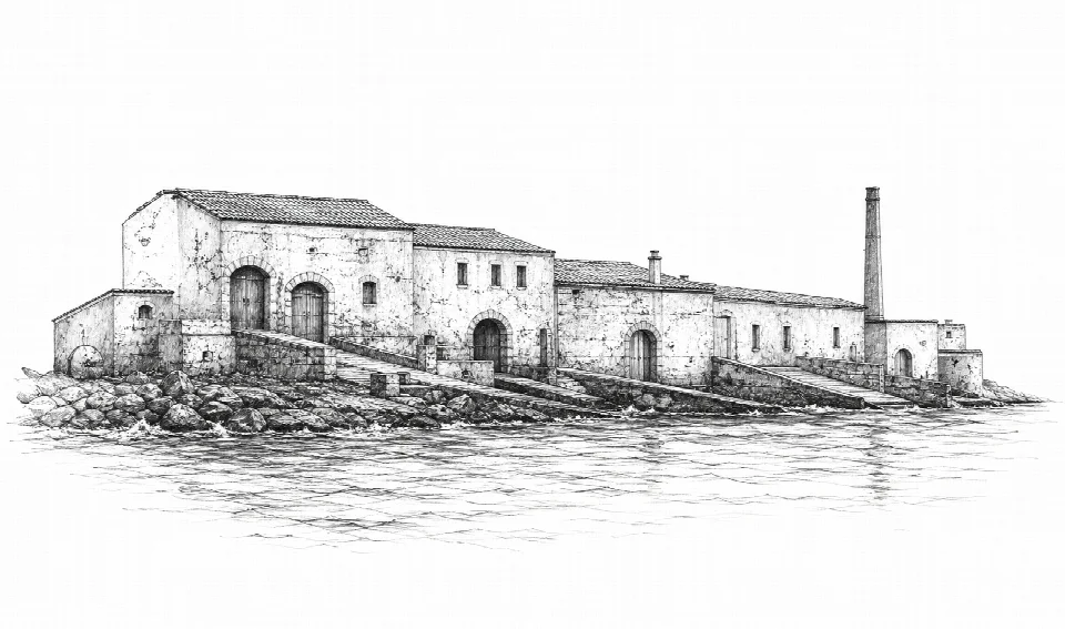 Schizzo artistico della Tonnara di Carloforte