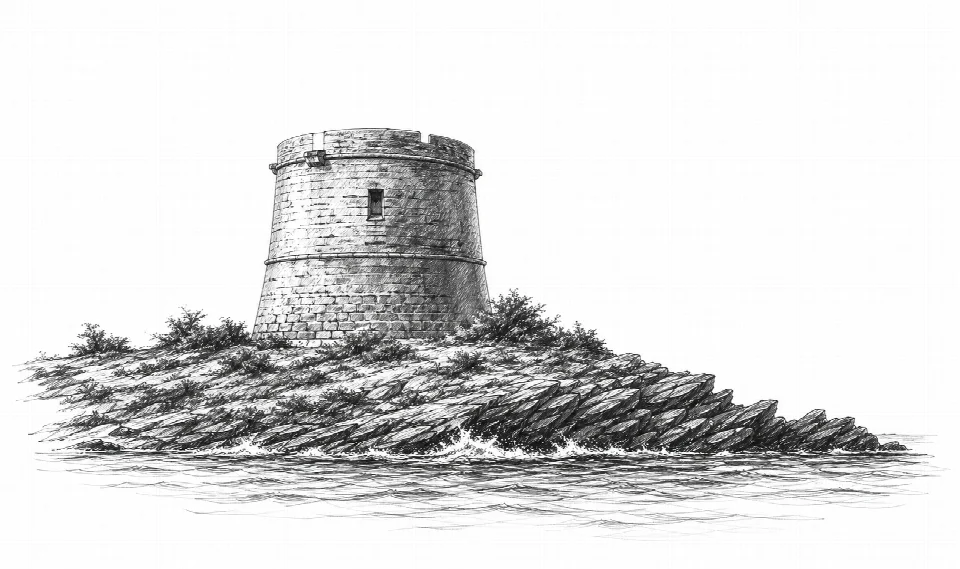 Schizzo artistico della Torre Canai a Turri